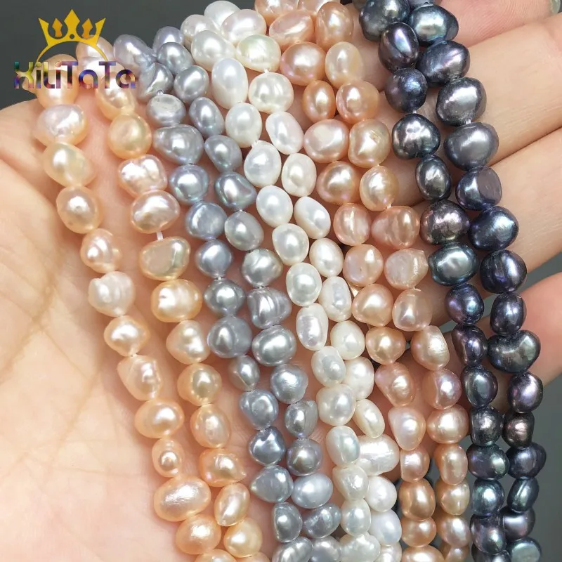6-7mm Irregular Beads Natural White Pink Black Purple Freshwater Pearl Beads For - £11.91 GBP+