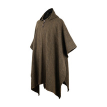 LLAMA WOOL HOODED PONCHO MENS WOMANS UNISEX PULLOVER SWEATER JACKET COFF... - $87.11