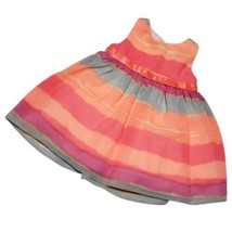 Rare Editions Baby Girls Dress 6M Bright Stripes Orange Pink Purple Sleeveless - £5.11 GBP