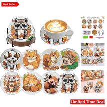 DIY 8 Small Animals Diamond Art Coasters with Holder - Perfect Gift for ... - $23.71