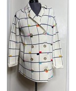 Lily of California Vintage Grid Knit Cardigan Small w/ Color Pop &amp; Pearl... - $513.51 MXN