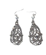Vintage Filigree Silver Tone Faceted Teardrop Open Faced Dangle Drop Ear... - $22.18