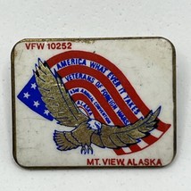 Mt. View Alaska VFW Veterans Of Foreign Wars Patriotic Enamel Lapel Hat Pin - £6.28 GBP