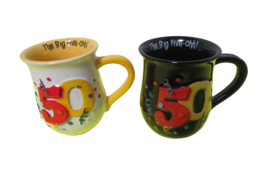  The Big Five Ohh 50 Set Of 2 3D Coffee Tea Mugs 8 Oz Each Made In Thailand - £15.76 GBP