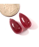 Natural Ruby Tear Drop Plain Loose Smooth Gemstone Pair For Jewelry Making - $75.30