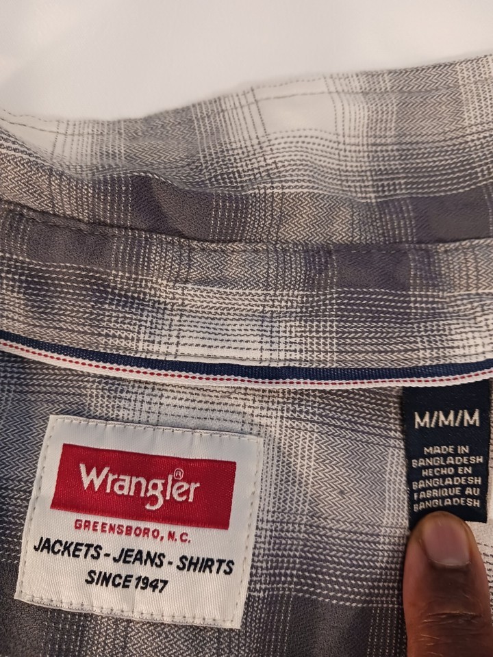 Wrangle Long Sleeves Spread Collar Cotton Green/White Shirt Plaid - Small Item image 2