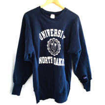 VTG Univ North Dakota Champion Reverse Weave Sweatshirt Navy Blue Made in USA XL - £216.79 GBP