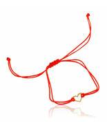 Bracelet à cordon rouge Kabbale en or 14 carats, cœur, chance, amour,... - £30.57 GBP