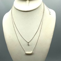 Vintage Liz Claiborne Double Strand Delicate Chain Necklace, Silver Tone - £22.42 GBP