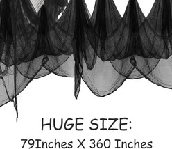 Halloween Creepy Cloth Black 360 x 79 Inches Spooky Halloween Decorations Cheese - £25.04 GBP