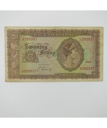 Luxembourg 20 Francs Banknote World War WWII-2 Paper Currency Vintage 1943 - £23.97 GBP