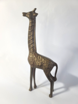 Vintage Giraffe Bronzed Solid Cast Brass Large 10&quot; Figurine Sculpture - £29.28 GBP