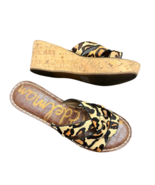 Sam Edelman Platform Wedge Slide Sandals 8.5 Brown Leopard Calf Hair Ray... - £30.96 GBP
