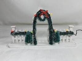 Garland Lined Lightup White Picket Fence &amp; Archway Christmas Village Accessories - $18.81