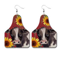 Red &amp; Silver-Plated Sunflower Cow Dangle Earrings - £7.98 GBP