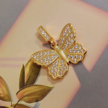 18ct Solid Gold Spotlight Studded Butterfly Charm Pendant, 18K, Au750, gift, gem - £129.10 GBP