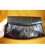 (EL5-3) Vintage Black Eel striped pattern skin Leather clutch Handbag Hi... - £57.01 GBP