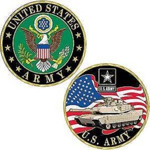 Army Military M1 Abrams Tank Logo Abrams Usa Flag 1.75&quot; Challenge Coin - £27.86 GBP