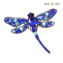 Crystal Blue Dragonfly Brooch for Women Large Insect Pin Coat Brooch - £8.92 GBP