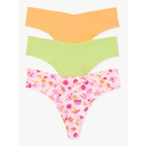 3 Pairs Joyspun Freecut Thongs Panties Floral Lime Peach Size XS X-Small... - $5.88