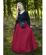 Medieval Red Cotton Skirt – Wide Flowy Design with Cord &amp; Beads (S–XXL) - $39.99