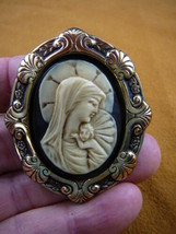 (CM4-8) MADONNA Mary Jesus black + ivory CAMEO Pin Pendant Jewelry Christian - £25.72 GBP