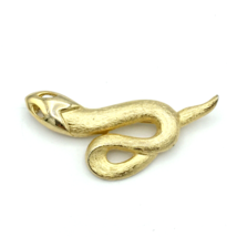 ESTATE coiled snake pin - 2&quot; shiny &amp; brushed textured gold-tone figural brooch - £18.34 GBP