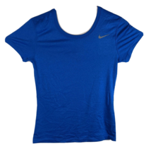 Nike Womens Small Dri-Fit Shirt Blue Heather Solid Round Neck Top - $19.29
