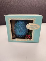 Vintage Laurence Miniature Blue/Green Bayberry Hurricane Candle Boxed Glitter - £11.25 GBP