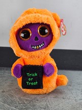 TY Beanie Boos - SKELTON Orange / Purple Reaper Halloween 6&quot; 15cm NEW MWMT - $12.82