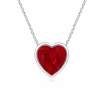 Authenticity Guarantee 
ANGARA Bezel-Set Solitaire Heart Ruby Pendant Necklac... - £685.42 GBP