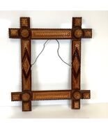 Antique Tramp Art Folk Wood Frame 7.5”x9.75” Opening Primitive Hand Carv... - $3,263.70 MXN