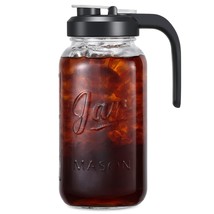 Glass Pitcher With Lid - 2 Quart Mason Jar Pitcher With Filter Lid, Wide... - £28.32 GBP