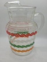 Vintage MCM Hazel Atlas striped glass pitcher Fiesta - $23.76