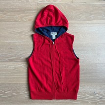 Pendleton Women&#39;s Reversible Hooded Vest Red Navy Full Zip Medium - $49.99