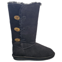 BEARPAW 1656W Lauren Boot Triple Toggle Black Suede Round Toe Womens Size 10 - £25.12 GBP