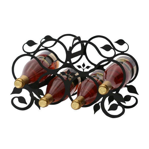 6- Bottle Powder-coated Wine Rack in Leaf design by Village Wrought Iron