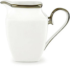 Lenox Solitaire Square Ivory Creamer Platinum Trim 8 oz. USA #6251938 New - $54.90