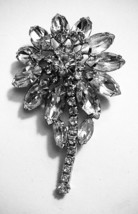 Vintage Silver Tone Rhinestone Designer Flower Pin - £39.92 GBP