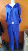 VINTAGE Purple 2 Piece PANTSUIT w/ Rhinestones 80&#39;s Era CLASSIC Gigi&#39;s C... - $22.27