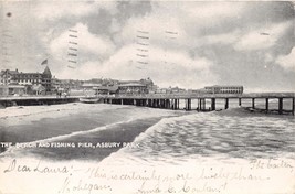 Asbury Park New Jersey Ibeach Fishing &amp; Fishing Pier Postcard 1904 Pstmk - £8.36 GBP