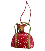 Chihuahua in Red and White Polka Dot Handbag Dog Ornament Not Perfect - £6.03 GBP