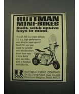 1969 Ruttman GT-250 Mini Bike Ad - built with active boys in mind - £14.55 GBP