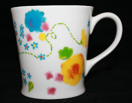 Starbucks Coffee 2006 White Yellow Blue Colorful Flower Coffee / Tea Mug Cup  - £23.97 GBP