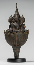 Antico Khmer Stile Southeast Asia Bronzo Quattro Uscite Statua di Buddha - $3,781.09