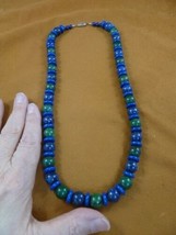 v660-3) 23&quot; long green Chrysacolla + Blue Lapis Lazuli beaded Necklace JEWELRY - £75.47 GBP