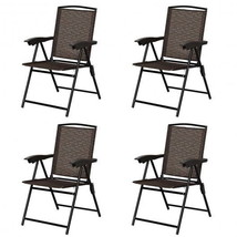 4 pcs Folding Sling Chairs with Steel Armrest and Adjustable Back - $178.02