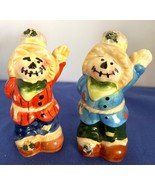 Vintage Scarecrow Salt &amp; Pepper Shakers Ceramic Fall Harvest 3 1/2&quot; Tall - $244.42 MXN