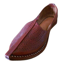 Men Shoes Indian Handmade Mojari Genuine Leather Espadrilles Brown Jutties US 10 - £43.94 GBP