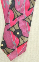 Robert Daskal Hand Painted Art Neck Tie/Necktie Silk 58&quot;x4&quot; red Gloria Chan - $276.61 MXN